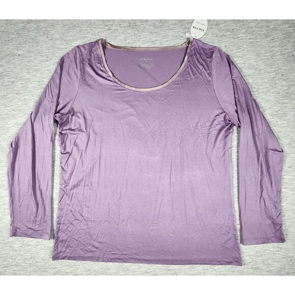 Long Sleeve Sleep Shirt Scoop Neck Soft Feel Womens Plus Size 2XL Purple - Picture 1 of 6